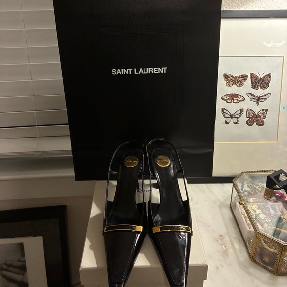 Yves Saint Laurent Black and Gold Heels - Picture 5 of 5